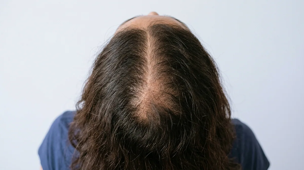 The same parting closed by a silk-top topper, no visible knots