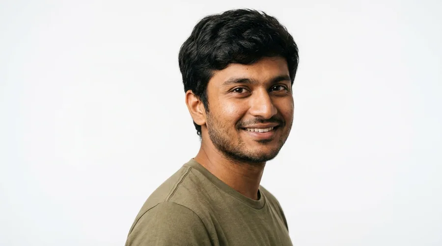Portrait of a man in his twenties with full textured hair